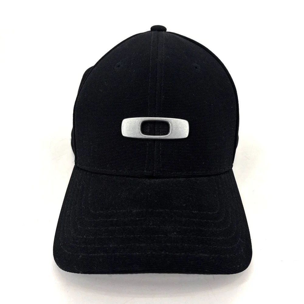 Oakley Metal Gascan Hat Mens A-Flex Stretch Fit Baseball Cap Casual Blk Size S/M